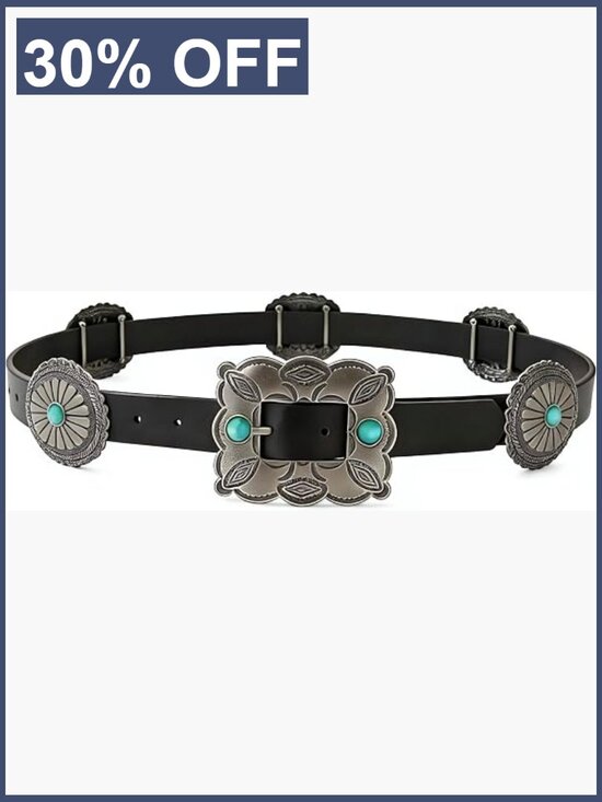 Turquoise Concho Western Belt Faux Leather Cowgirl Belt Adjustable main image 5